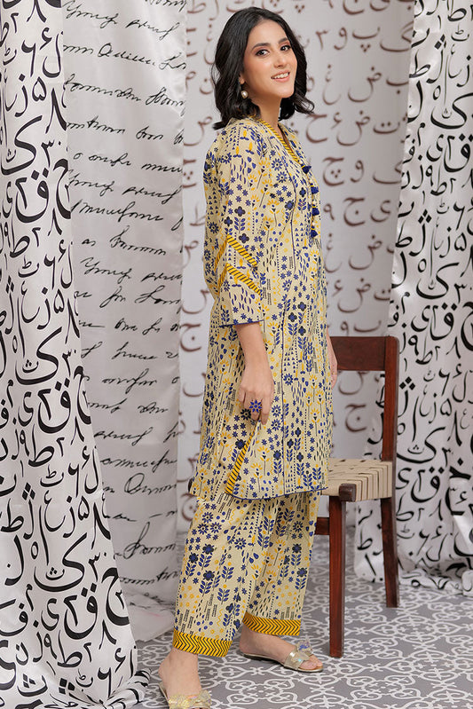 Senorita - LAC-02184 | Yellow & Multicolor | Casual 2 Piece Suit | Cotton Lawn Print