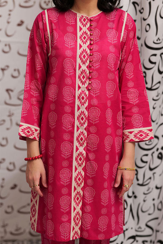 Senorita - LAC-02250 | Shocking Pink | Casual 2 Piece Suit  | Cotton Lawn Print