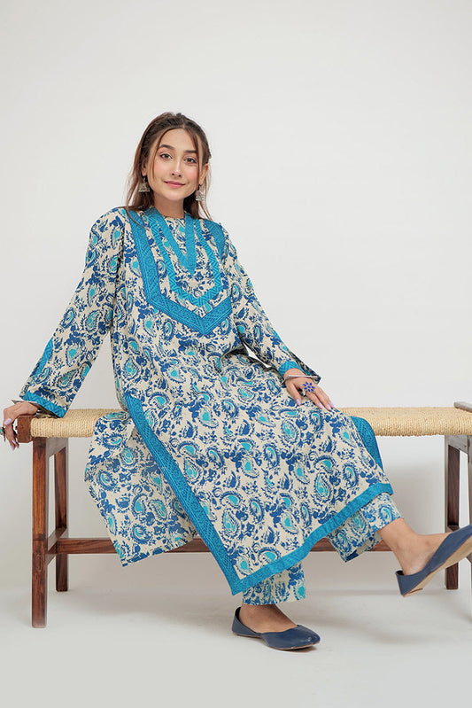 Senorita - LAC-02683 | Beige & Multicolor | Casual 2 Piece Suit | Cotton Basic Lawn Print