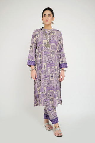 LAC-02684 | Purple & Multicolor | Casual 2 Piece Suit  | Cotton Lawn Printed