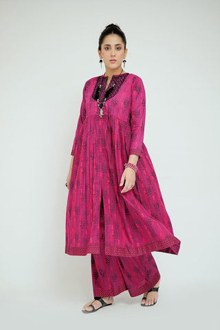 LAC-02690 | Magenta & Multicolor | Casual 2 Piece Suit  | Cotton Lawn Printed