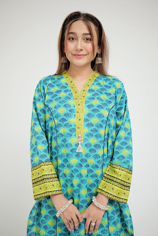 Senorita - LAC-02691 | Sea Green & Multicolor | Casual 2 Piece Suit  | Cotton Lawn Printed