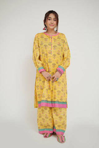 LAC-02692 | Yellow & Multicolor | Casual 2 Piece Suit  | Cotton Lawn Printed