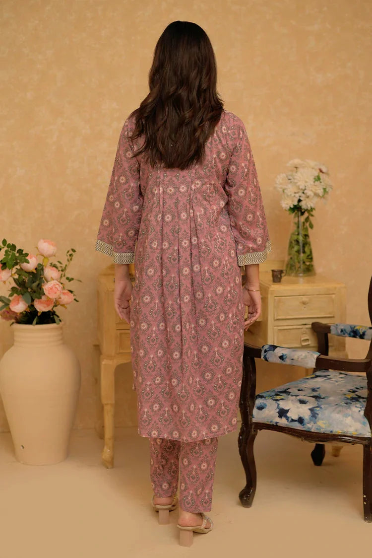 Picture of LAC-02834 | Tea Pink & Multicolor | Casual 2 Piece Suit | Cotton Dobby Print - Available at Raja Sahib