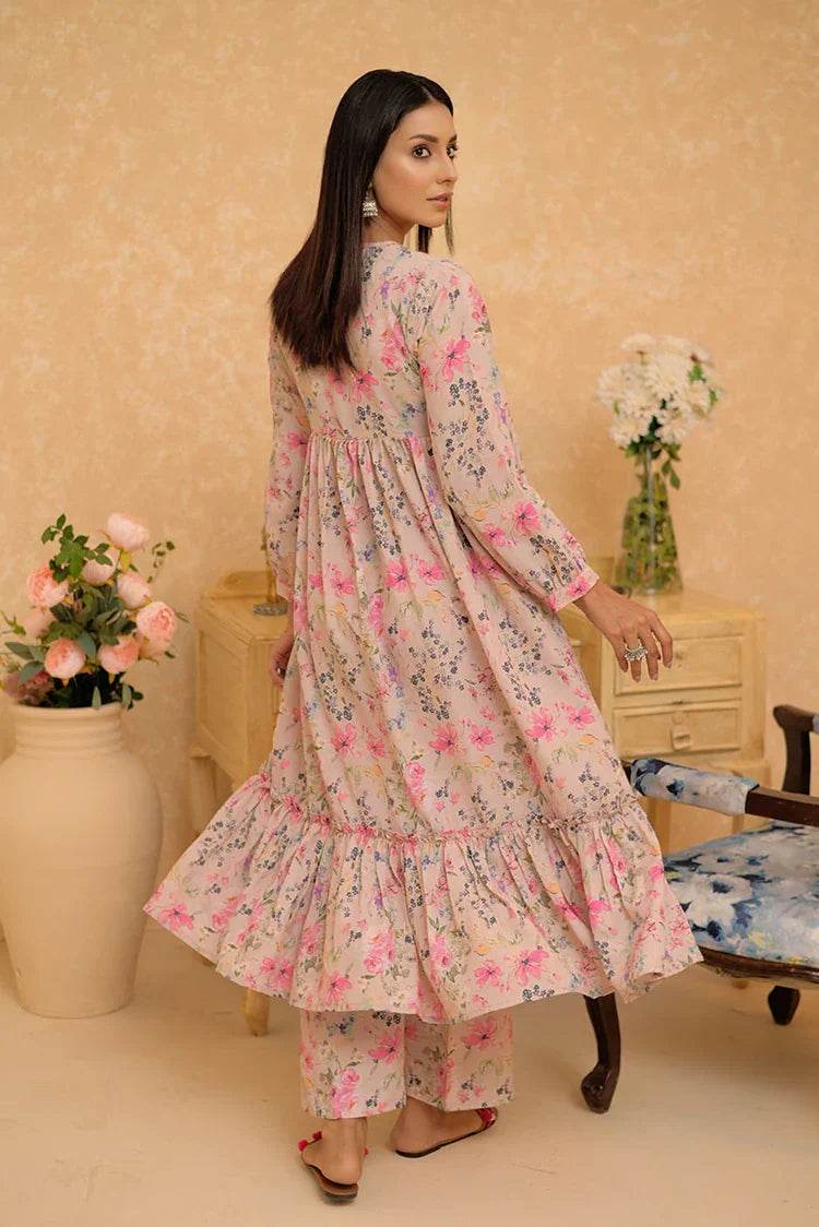 Picture of LAC-02960 | Fawn & Multicolor | Casual 2 Piece Suit | Polyester Swiss Lawn - Available at Raja Sahib