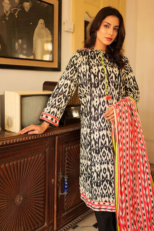 Senorita - LAD-02214 | Black &White | Casual 3 Piece Suit  | Cotton Lawn Print
