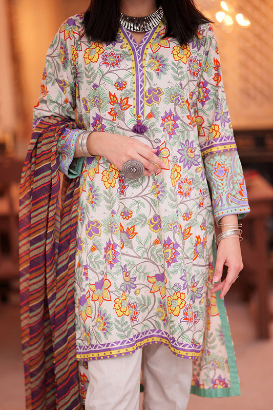 Senorita - LAD-02321 | Grey & Multicolor | Casual 3 Piece Suit  | Cotton Lawn Print