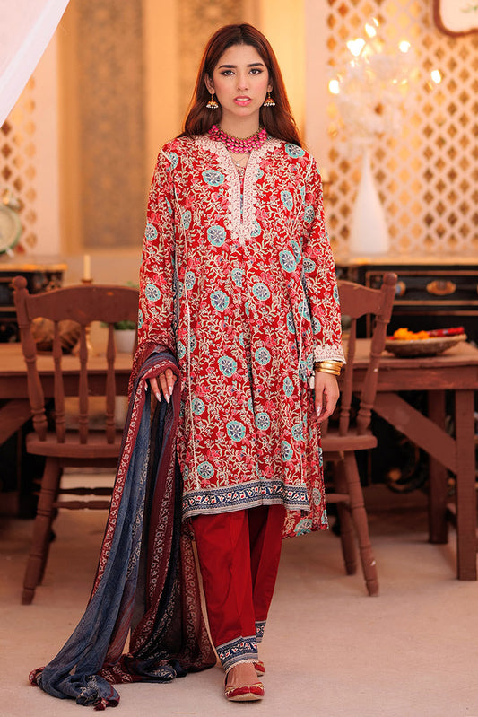 Senorita - LAD-02334 | Maroon & Multicolor | Casual 3 Piece Suit  | Cotton Lawn Print