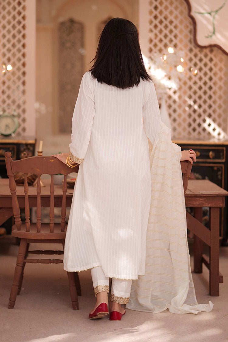 Picture of <!--bzo-->Senorita - LAD-02350 | White | Casual 3 Piece Suit | Cotton Dobby - Available at Raja Sahib