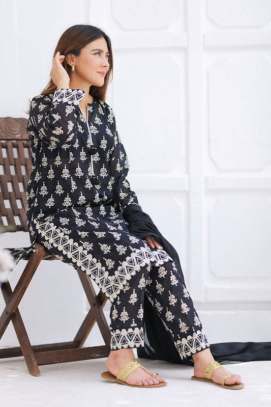 Senorita - LAD-02355 | Black & Multicolor | Casual 3 Piece Suit  | Cotton Lawn Printed