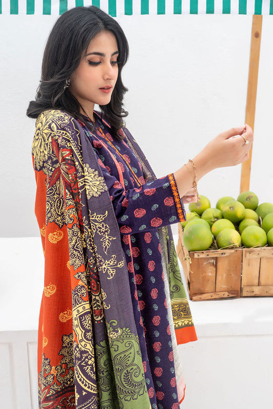 Senorita - LAD-02400 | Purple & Multicolor | Casual 3 Piece Suit | Cotton Khaddar Printed