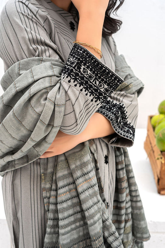 Senorita - LAD-02449 | Grey & Black | Casual 3 Piece Suit | Karandi Fabric