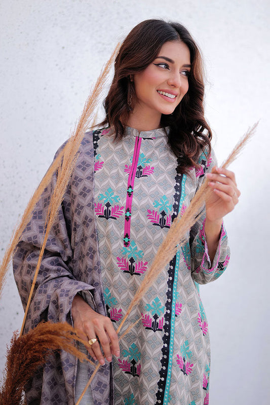 Senorita - LAD-02468 | Grey & Multicolor | Casual 3 Piece Suit  | Khaddar Printed