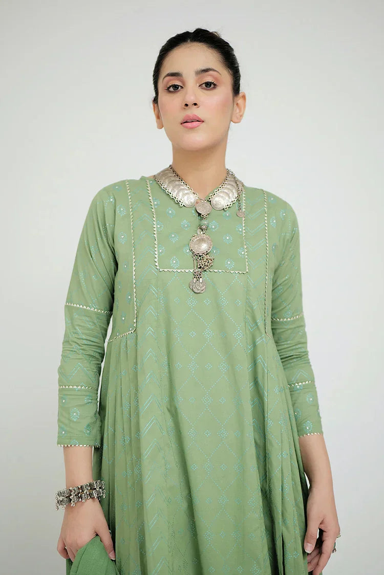 Picture of LAD-02659 | Green | Casual 3 Piece Suit | Cotton Cambric - Available at Raja Sahib