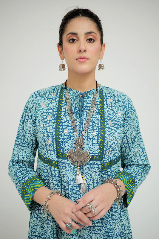 Picture of <!--bgm-->Senorita - LAD-02687 | Turquoise Blue & Multicolor | Casual 3 Piece Suit | Cotton Lawn Printed - Available at Raja Sahib