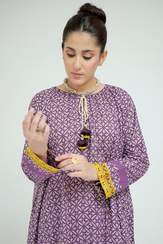 Picture of Senorita - LAD-02688 | Purple & Multicolor | Casual 3 Piece Suit  | Cotton Lawn Printed - Available at Raja Sahib