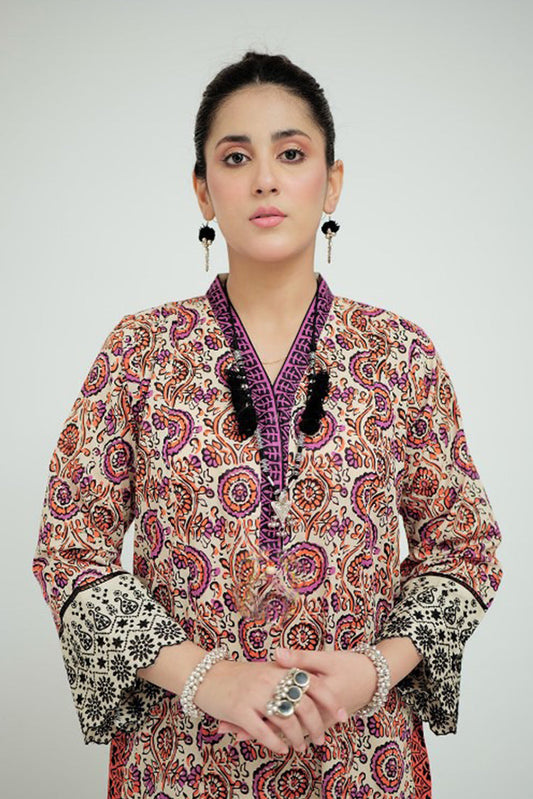 Picture of <!--byc-->Senorita - LAD-02689 | Fawn & Multicolor | Casual 3 Piece Suit | Cotton Lawn Printed - Available at Raja Sahib