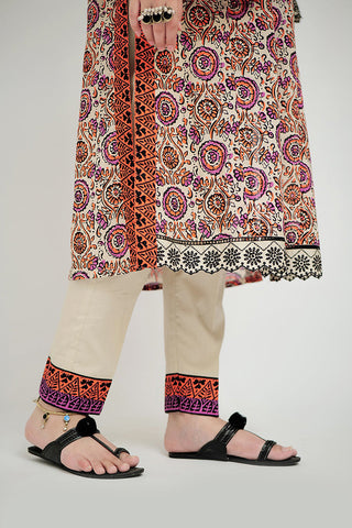 Senorita - LAD-02689 | Fawn & Multicolor | Casual 3 Piece Suit  | Cotton Lawn Printed