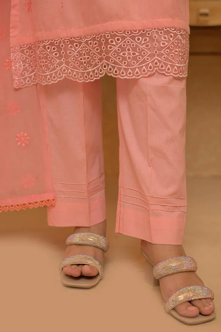 Picture of LAD-02732 | Peach | Casual 3 Piece Suit | Cotton Self Dobby - Available at Raja Sahib