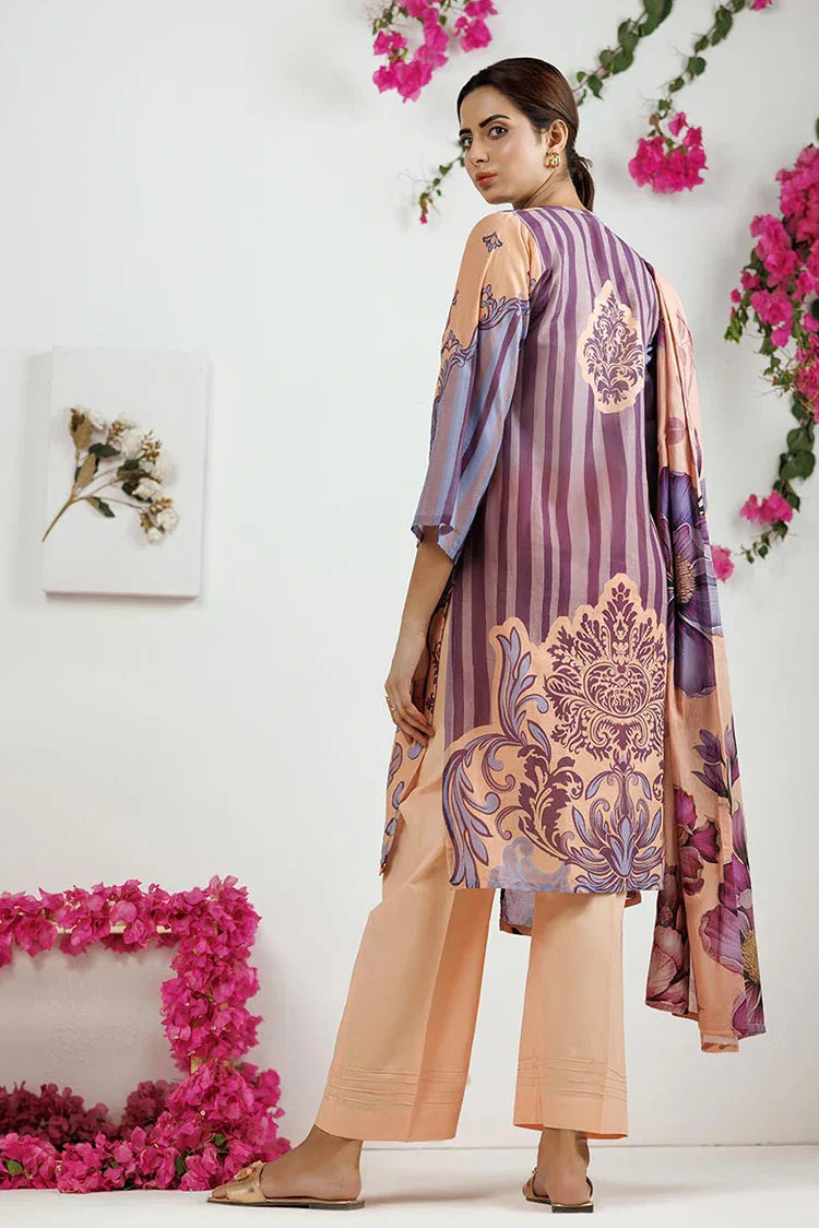 Picture of LAD-03100 | Peach & Multicolor | Casual 3 Piece Suit | Cotton Lawn Printed - Available at Raja Sahib