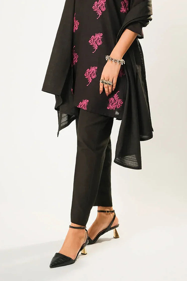 Women winter clothes | Black | Casual 3 Piece Suit | Cotton Khaddar Dyed | LAD-03176