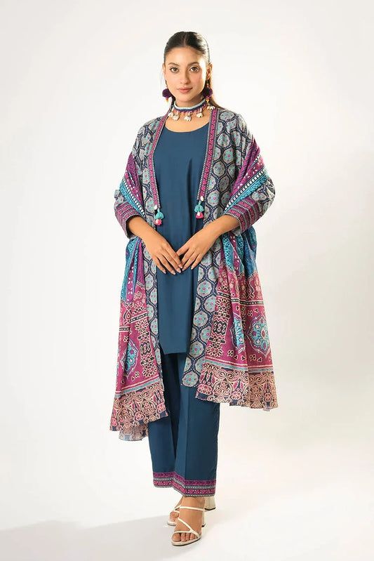 Women winter clothes | Blue & Multicolor | Casual 3 Piece Suit | Cotton Khaddar Printed | LAD-03198