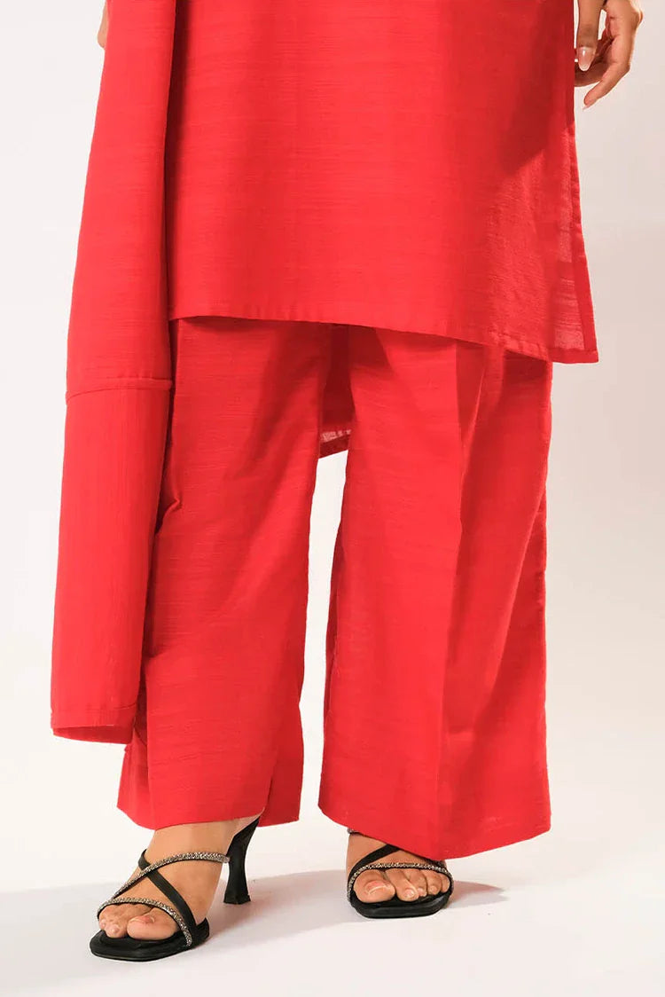 Women winter clothes | Red | Casual 3 Piece Suit | Cotton Khaddar Plain | LAD-03203