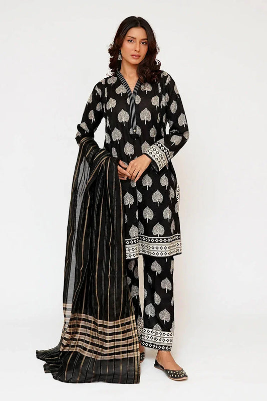 Senorita - Women Eid Dress - Black & Fawn - Casual 3 Piece Suit - LAD-03464