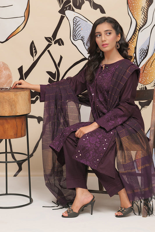 Senorita - LBD-01806 | Purple | Casual Plus 3 Piece Suit | Cotton Plain Cambric