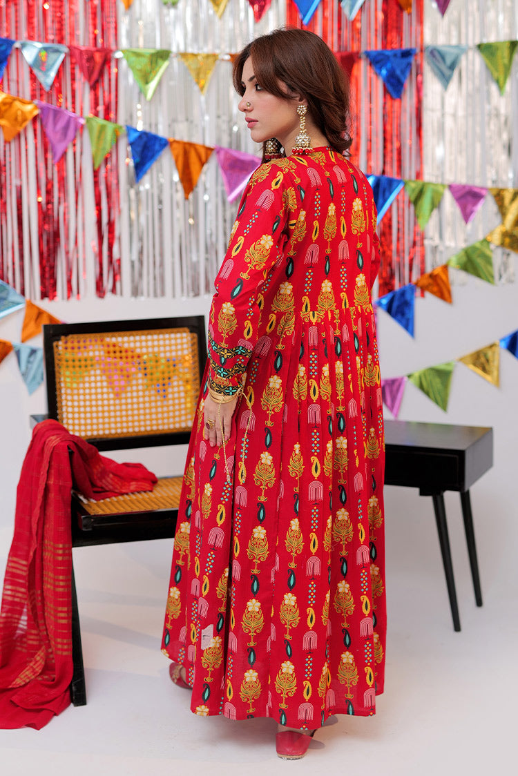 Picture of <!--bic-->Senorita - LBD-02534 | Red & Gold | Casual plus 3 Piece Suit | Cotton Gold Print Lawn - Available at Raja Sahib