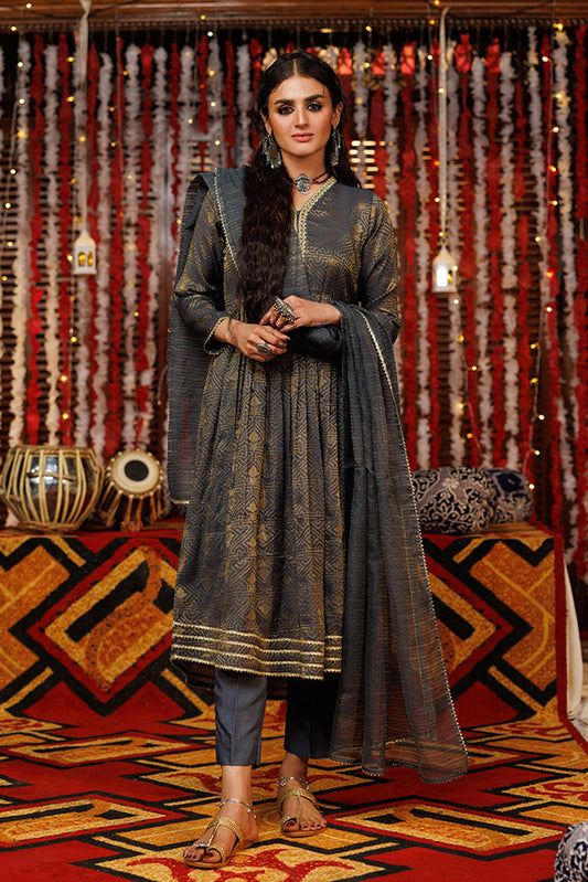 Senorita - LBD-02539 | Grey & Gold | Casual plus 3 Piece Suit  | Viscose Jacquard