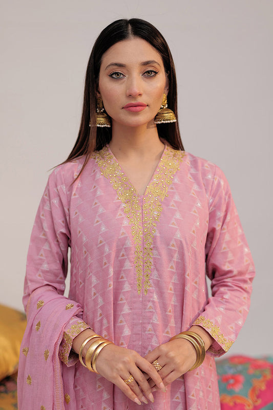 Senorita - LBD-02559 | Pink & Multicolor | Casual plus 3 Piece Suit  | Cotton Yarn dyed Jacquard
