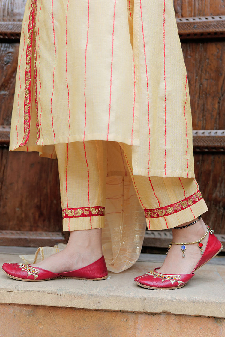 Picture of <!--cdv-->Senorita - LBD-02587 | Fawn & Multicolor | Casual plus 3 Piece Suit | Cotton Jacquard Dobby - Available at Raja Sahib