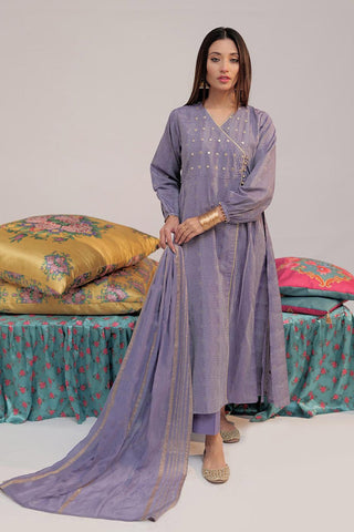 LBD-02606 | Purple & Gold  | Casual plus 3 Piece Suit  | Cotton Jacquard