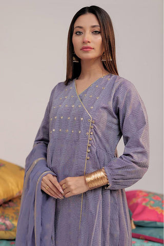 Picture of Senorita - LBD-02606 | Purple & Gold  | Casual plus 3 Piece Suit  | Cotton Jacquard - Available at Raja Sahib