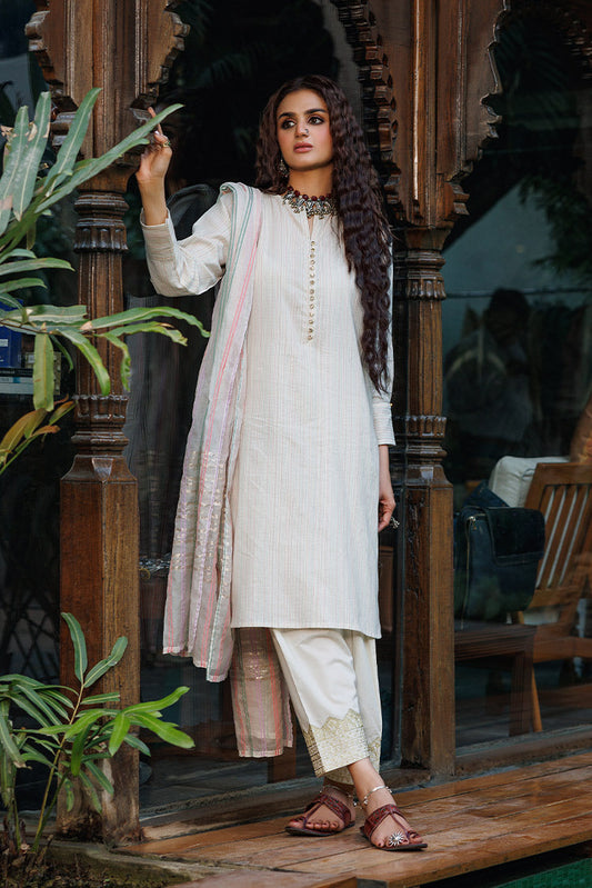 Picture of Senorita - LBD-02626 | Off white Multicolor | Casual plus 3 Piece Suit  | Cotton Dobby Jacquard - Available at Raja Sahib