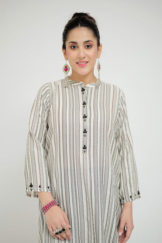Senorita - LBD-02664 | White & Black | Casual plus 3 Piece Suit  | Cotton Jacquard