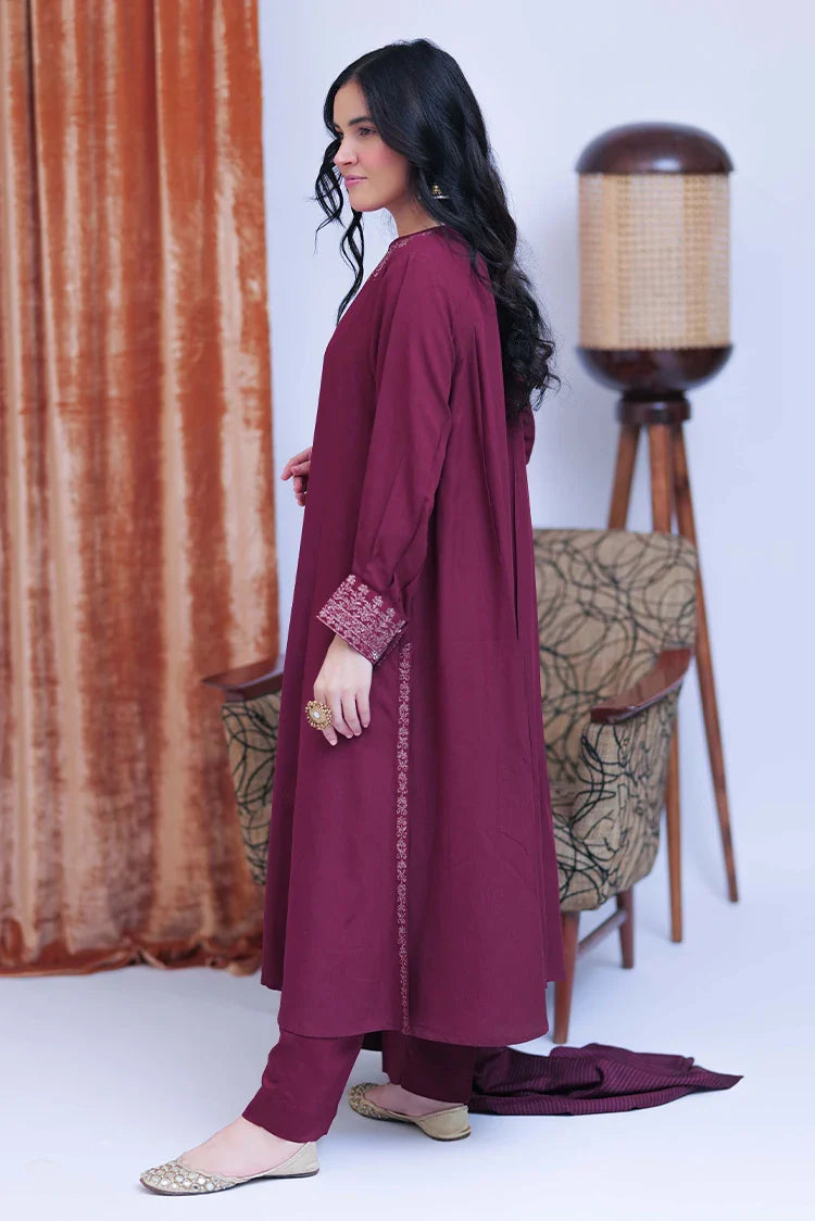 Picture of LBD-02824 | Maroon & Gold | Casual 3 Piece Suit  | Viscose Self Dobby - Available at Raja Sahib