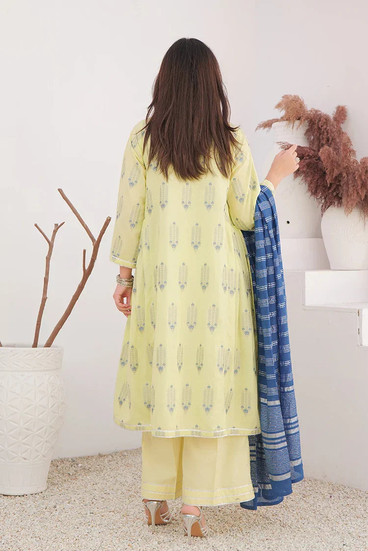 Picture of <!--awn-->LBD-02905 | Perrot Green & Multicolor | Casual Plus 3 Piece Suit | Cotton Jacquard - Available at Raja Sahib