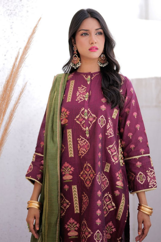 Senorita - LDD-02410 | Megenta & Multicolor | Formal 3 Piece Suit  | Masuri Jacquard Plain Fabric
