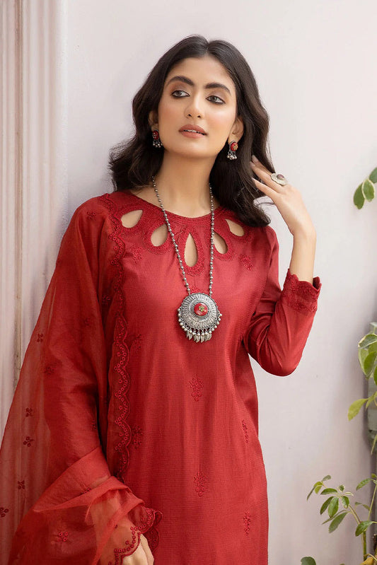 Picture of La Rosaa - Eid Edit Pret '24 - LE-24-13 Maroon - 3Pc - Available at Raja Sahib