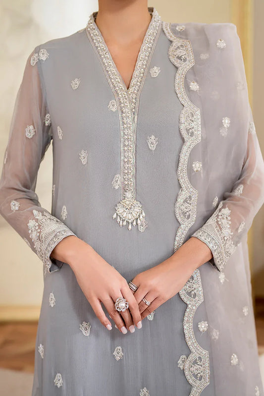 Picture of Fozia Khalid - Unstitched Chiffon Collection - Dove - LFP-1108 - Available at Raja Sahib