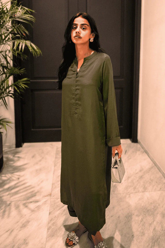 Picture of La Rosaa - Basics Pret Collection - 2 PC - Olive - Available at Raja Sahib