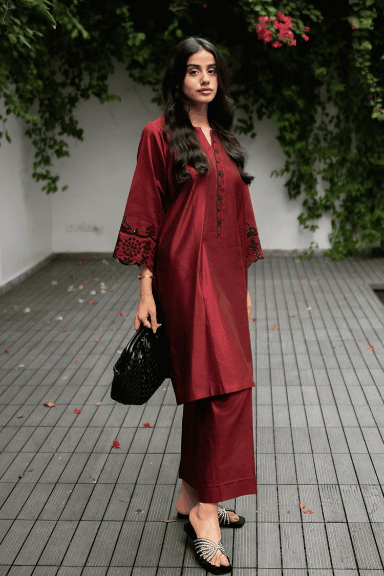 Picture of La Rosaa - Basics Pret Collection - 2 PC - Merlot - Available at Raja Sahib