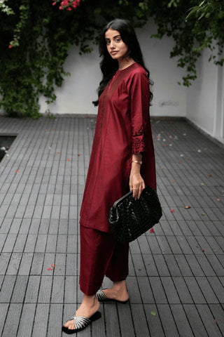 Picture of La Rosaa - Basics Pret Collection - 2 PC - Merlot - Available at Raja Sahib