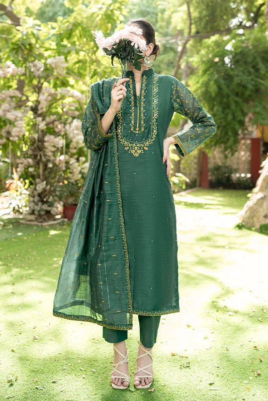 Tasneem Shamim - Hand Embellished Metallique Organza - Alloy