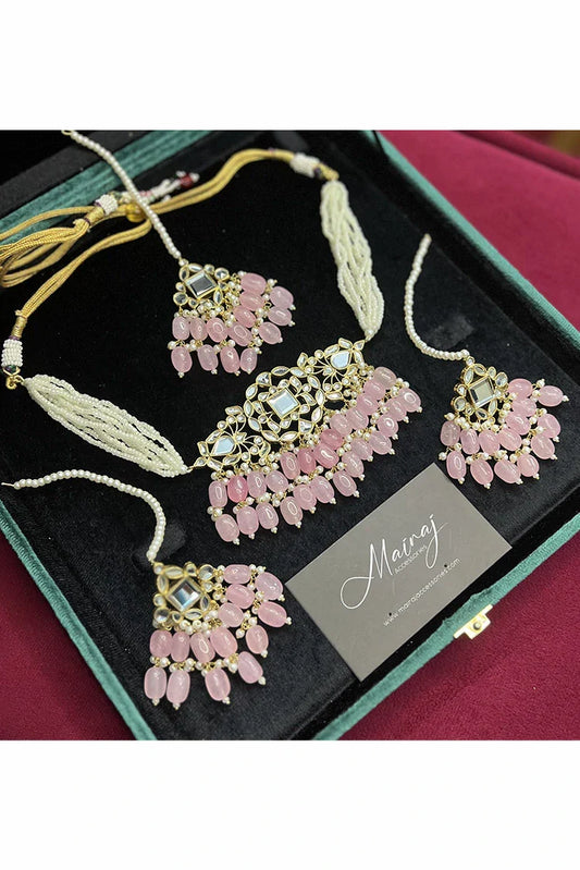 Mairaj Accessories - Lujain Farshi Kundan Goldplated Jewellery Set