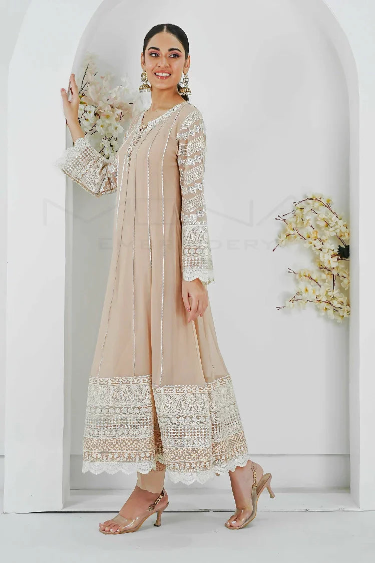 Picture of <!--aqx-->Manahils - Kurti 121-Crimson Glow- Peach - Available at Raja Sahib