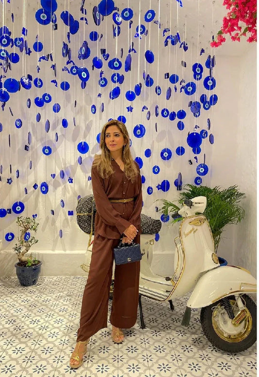 Picture of Manahils - C0-Ord Set (Two Pc).Brown - Available at Raja Sahib