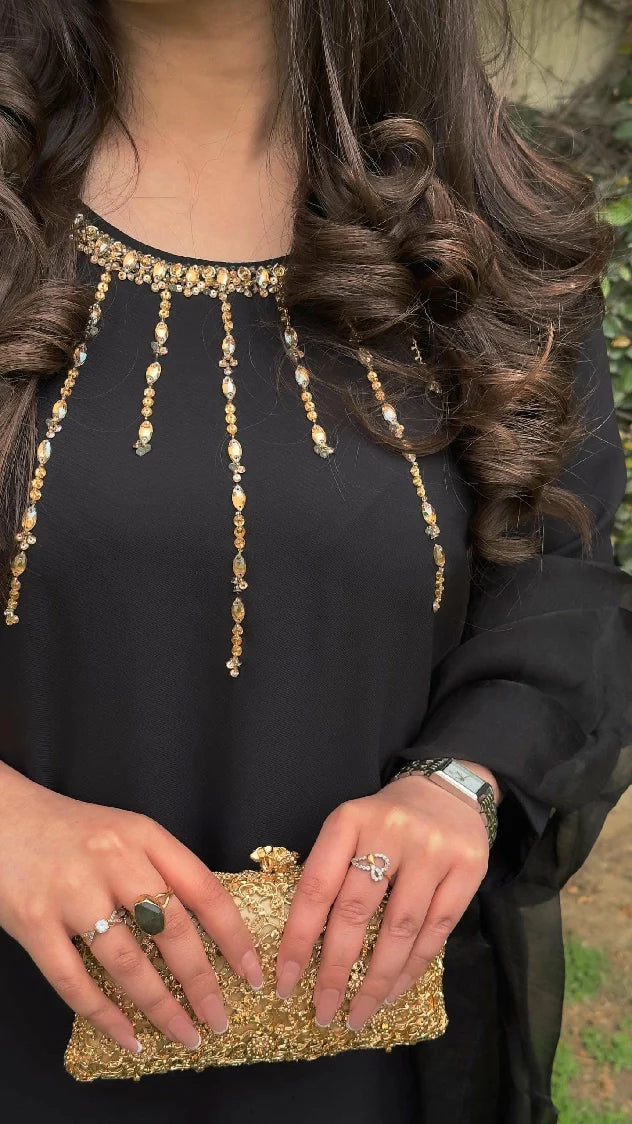 Picture of Manahils - Black Embellished Swarovski - Available at Raja Sahib